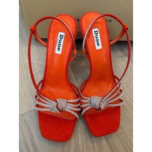 Dune London Meta Orange Crystal Embellished Heeled Sandals - Size 39/9 - NIB